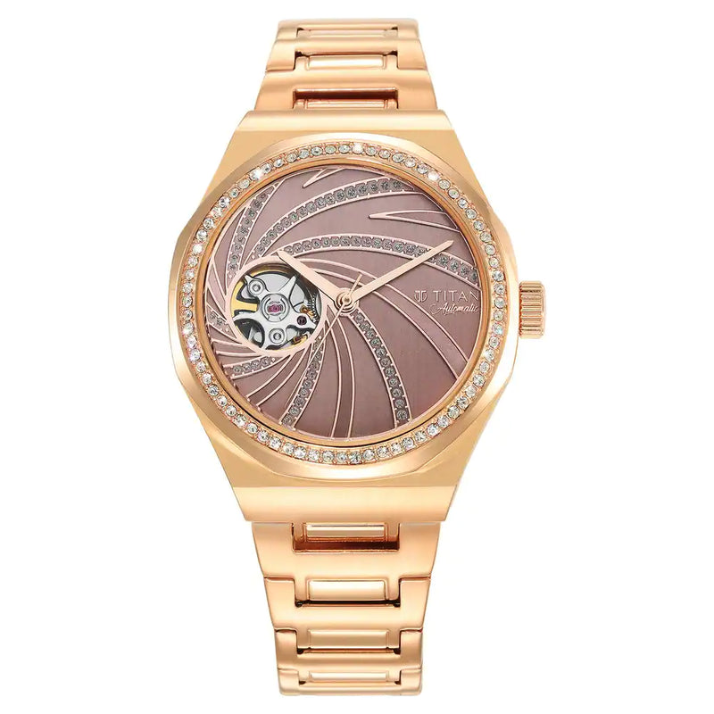 TITAN Unending Beauty Automatic Brown Dial Stainless Steel Strap Watch 95177WM01 - KRISHNA WATCH COMPANY