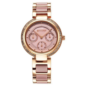 Titan Acetate Mother Of Pearl Quartz Multifunction Strap watch for Women - 95187KD02 - KRISHNA WATCH COMPANY