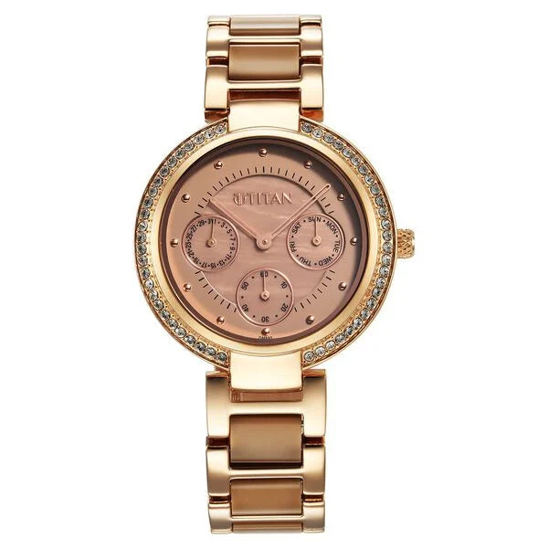 Titan Acetate Multifunction Hybrid Strap Watch for Women 95187kd03