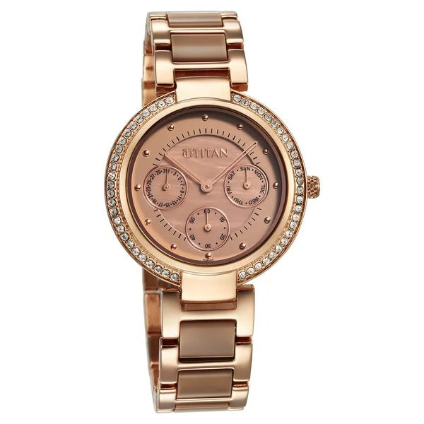 Titan Acetate Multifunction Hybrid Strap Watch for Women 95187kd03