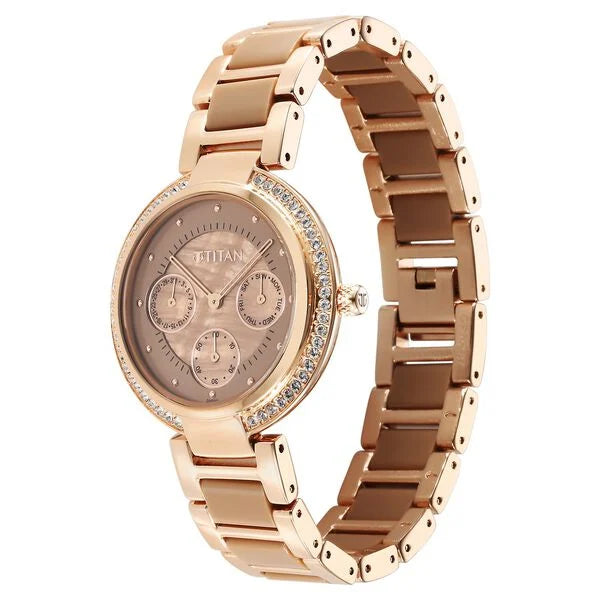 Titan Acetate Multifunction Hybrid Strap Watch for Women 95187kd03