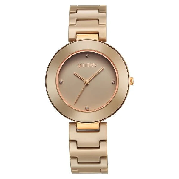 Titan Purple Ceramics Pink Dial Analog Ceramic Strap watch for Women  95189kc04