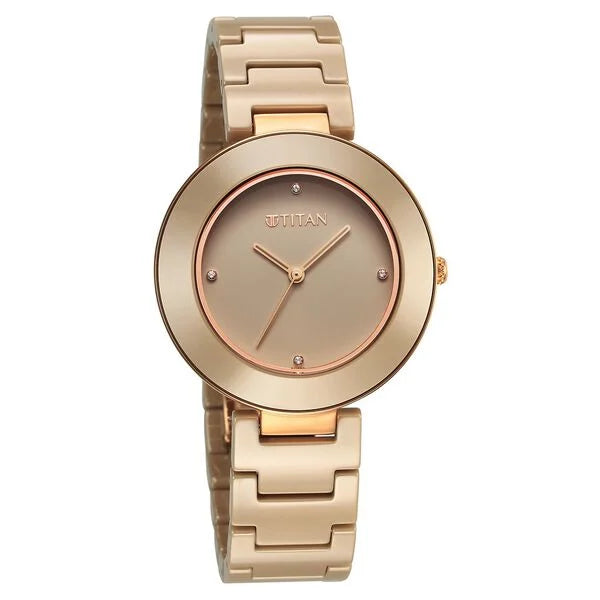 Titan Purple Ceramics Pink Dial Analog Ceramic Strap watch for Women  95189kc04