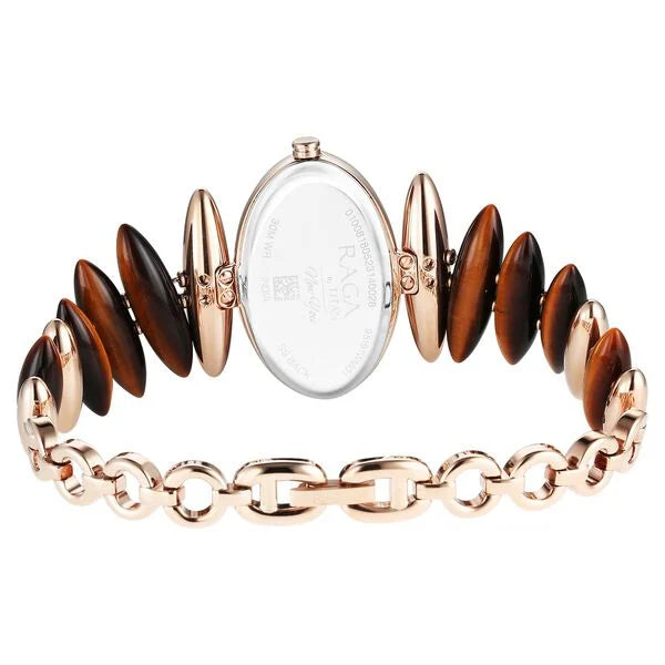 Titan Raga New You Quartz Analog Tiger Eye stone Strap Watch for Women 95191wm01