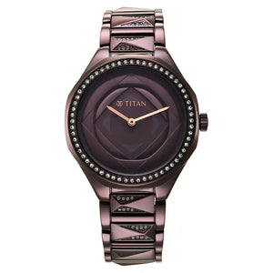 Titan Purple Glitz Purple Dial Stainless Steel Strap Watch 95206QM01 - KRISHNA WATCH COMPANY