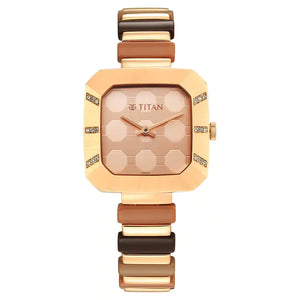 TITAN Glitz Rose Gold Dial Metal & Plastic Strap Watch for Women 95208WD01 - KRISHNA WATCH COMPANY