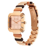 TITAN Glitz Rose Gold Dial Metal & Plastic Strap Watch for Women 95208WD01
