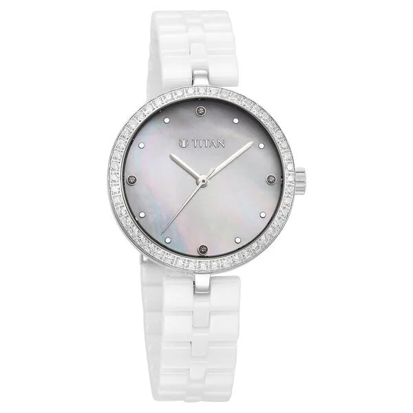 Titan Purple Ceramics Quartz Analog Watch For Women - 95215KC01 - KRISHNA WATCH COMPANY