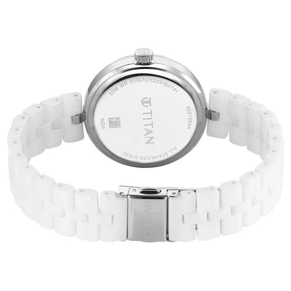 Titan Purple Ceramics Quartz Analog Watch For Women 95215kc01