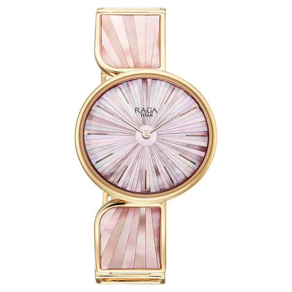 Titan Raga Power Pearls Quartz Analog Metal Strap Watch For Women 95226wm02f