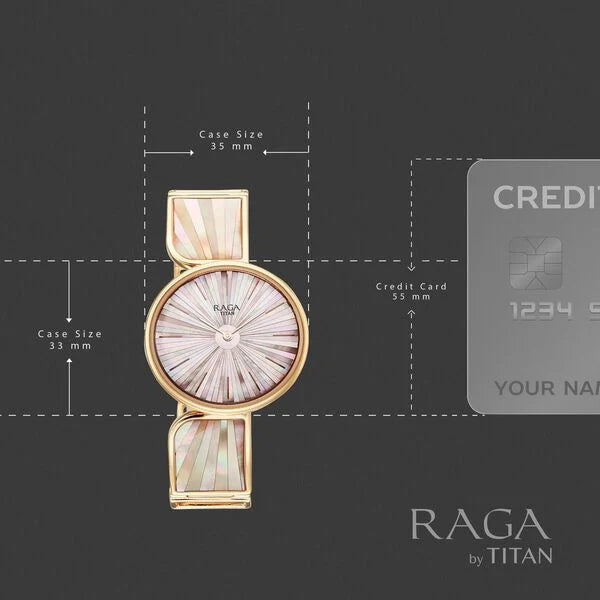 Titan Raga Power Pearls Quartz Analog Metal Strap Watch For Women 95226wm02f