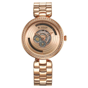 Titan Purple Abstract Quartz Analog Rose Gold Stainless Steel Strap for Women 95229WM01 - KRISHNA WATCH COMPANY