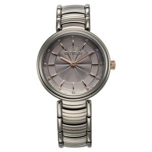 Titan Aura Quartz Analog Titanium Dial With Titanium Stainless Steel Strap Watch for Women 95240KM01 - KRISHNA WATCH COMPANY