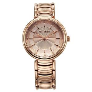 Titan Aura Quartz Analog Rose Gold Dial Rose Gold Watch for Women - 95240WM01 - KRISHNA WATCH COMPANY