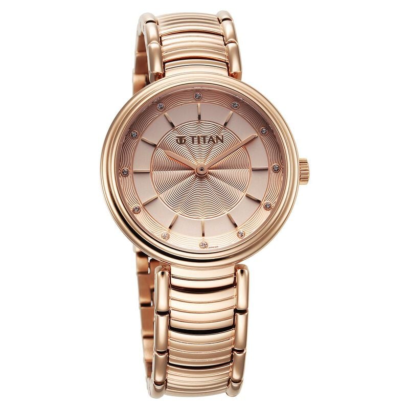 Titan Aura Quartz Analog Rose Gold Dial Rose Gold Watch for Women - 95240WM01