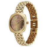 Titan Aura Quartz Analog Brown Mother of Pearl Dial Golden Watch for Women - 95241YM01