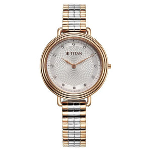 Titan Aura Quartz Analog Silver Dial Stainless Steel Strap Watch for Women 95244KM01 - KRISHNA WATCH COMPANY