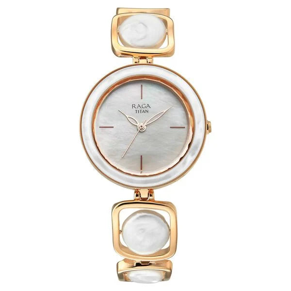 Titan Raga Power Pearls Quartz Analog Watch For Women 95250wm02f