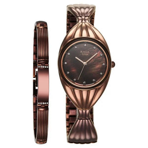 Titan Raga Memoirs Quartz Analog Mother Of Pearl Dial With Brown Metal Strap Watch For Women 95254qm01f - KRISHNA WATCH COMPANY