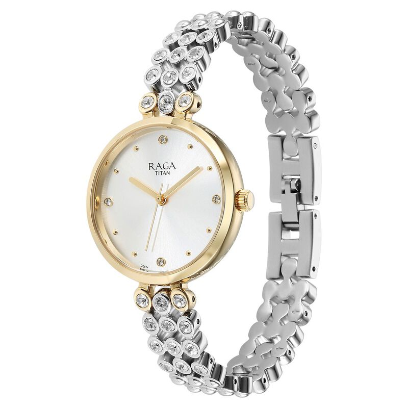 Titan Raga Showstopper Quartz Analog Silver Dial Metal Strap Watch for Women - 95262BM01