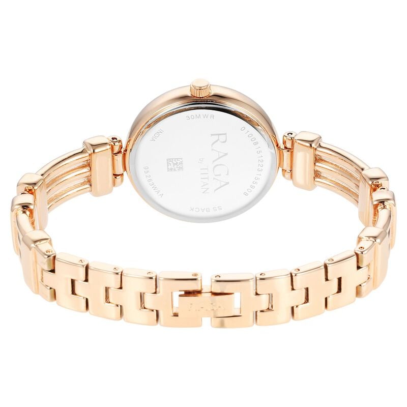Titan Raga Showstopper Quartz Analog Rose Gold Dial Metal Strap Watch for Women 95263WM01