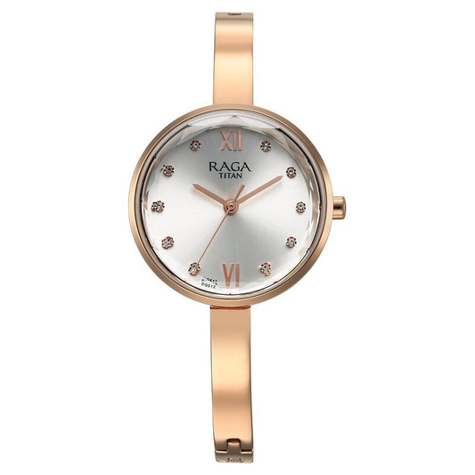 Titan Raga Showstopper Quartz Analog Silver Dial Metal Strap Watch for Women NT95271WM02
