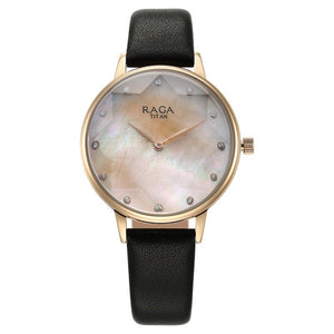 Titan Raga Showstopper Quartz Analog Mother Of Pearl Dial Leather Strap Watch for Women 95274WL02 - KRISHNA WATCH COMPANY