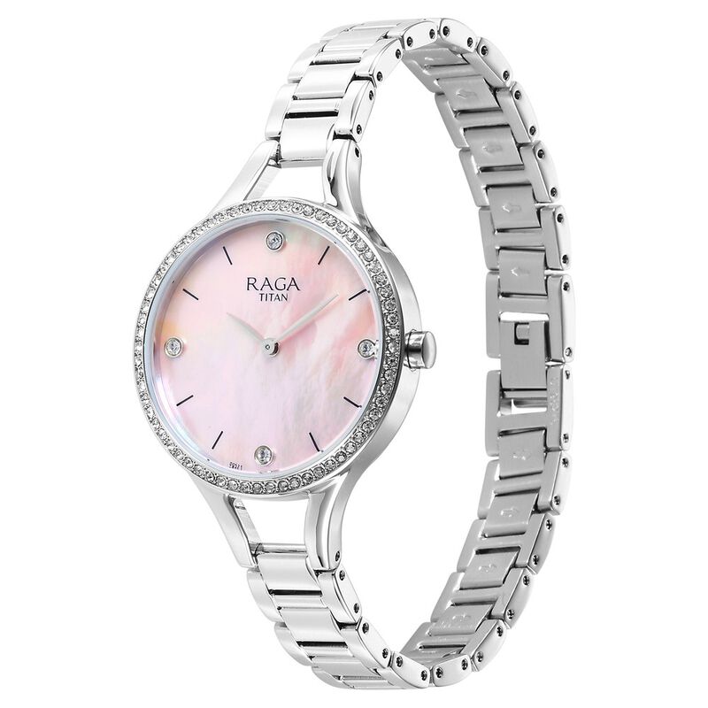 Titan Raga Showstopper Quartz Analog Mother Of Pearl Dial Watch for Women - 95275SM01