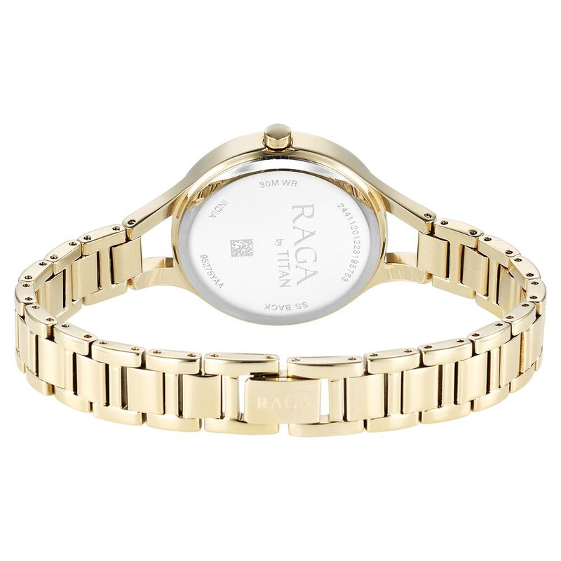 Titan Raga Showstopper Quartz Analog Mother Of Pearl Dial Metal Strap Watch for Women NT95275YM01