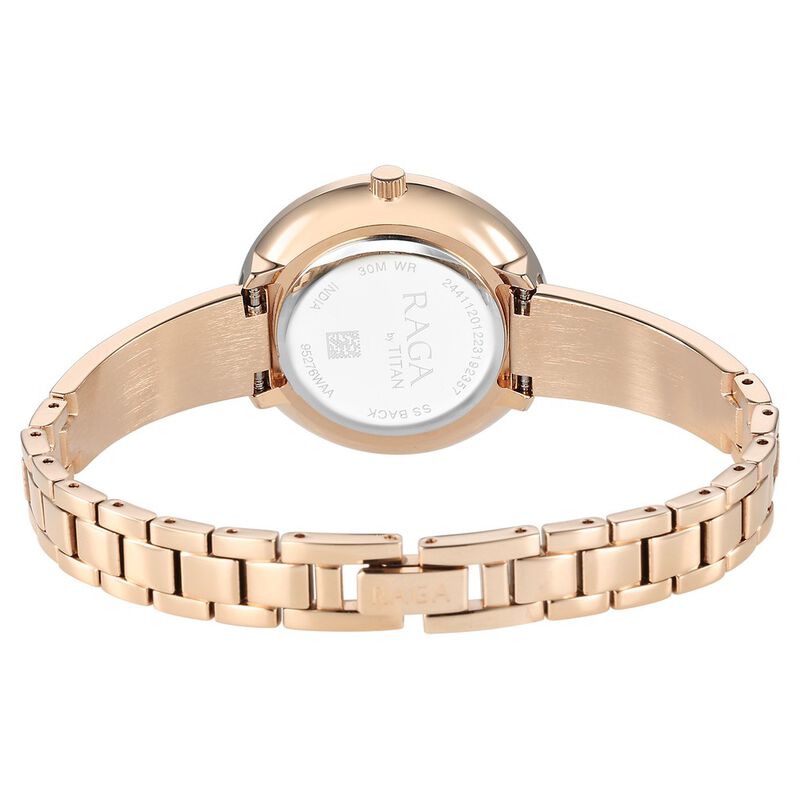 Titan Raga Showstopper Quartz Analog Purple Dial Metal Strap Watch for Women 95276WM01