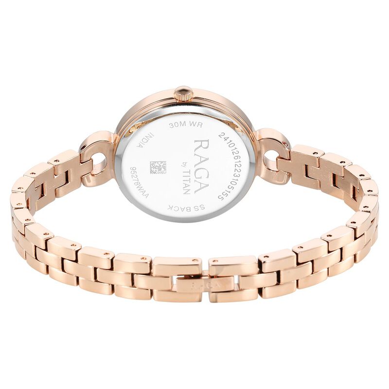 Titan Raga Showstopper Quartz Analog White Dial Metal Strap Watch for Women NT95278WM01