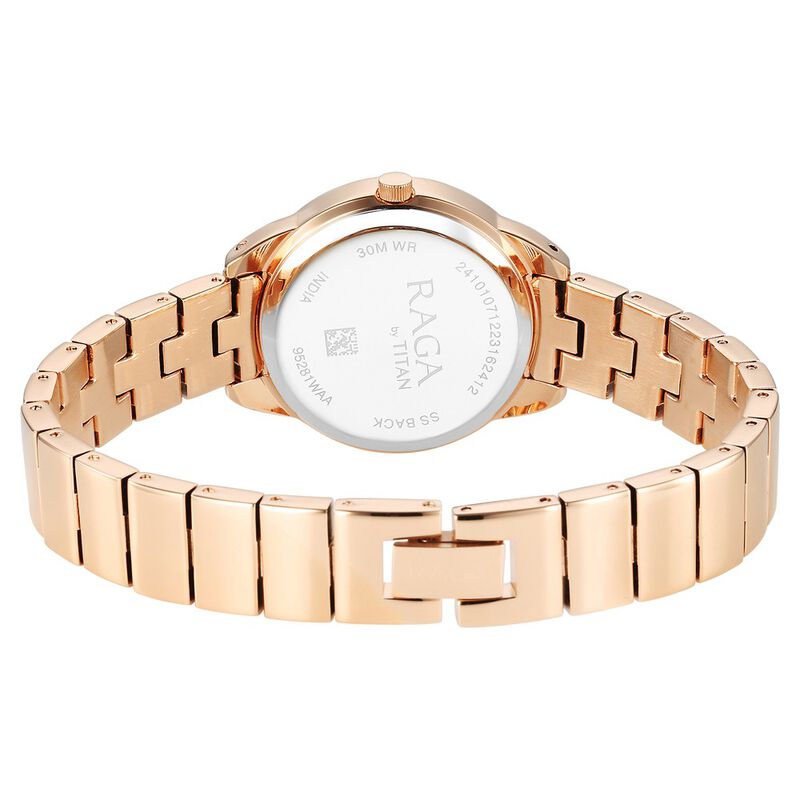 Titan Raga Showstopper Quartz Analog Pink Dial Metal Strap Watch for Women 95281WM01