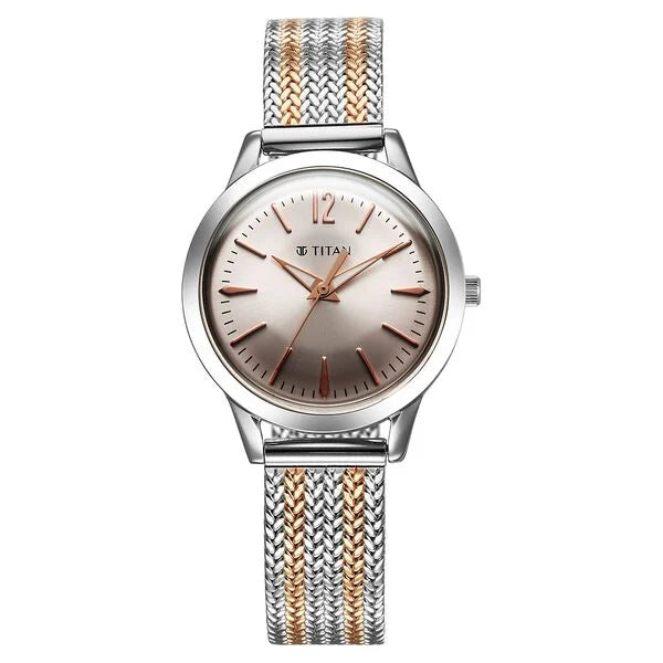 Titan Titan Timeless Urban Quartz Analog Pink Dial Metal Strap Watch For Women 95287km01