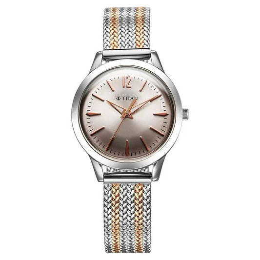 Titan Titan Timeless Urban Quartz Analog Pink Dial Metal Strap Watch For Women 95287km01