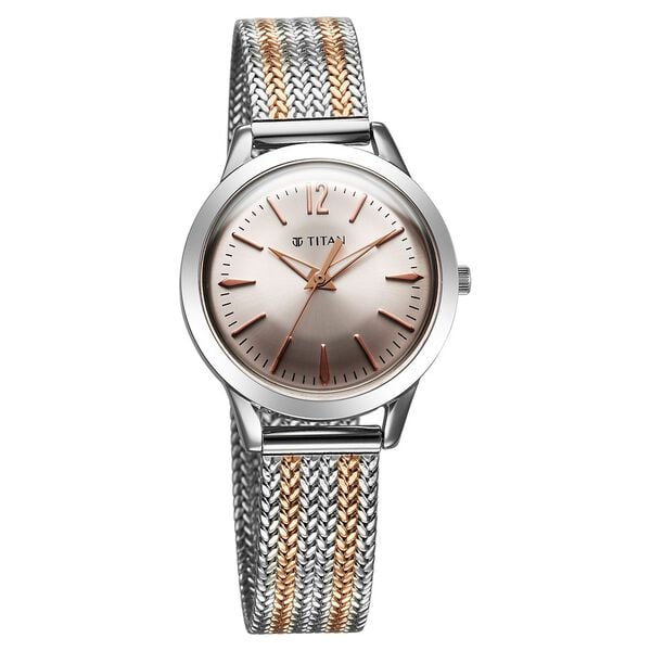 Titan Titan Timeless Urban Quartz Analog Pink Dial Metal Strap Watch For Women 95287km01