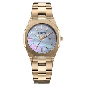 Titan Workday Wonders Quartz Analog with Date Mother Of Pearl Dial Stainless Steel Strap Watch For Women 95295wm01 - KRISHNA WATCH COMPANY