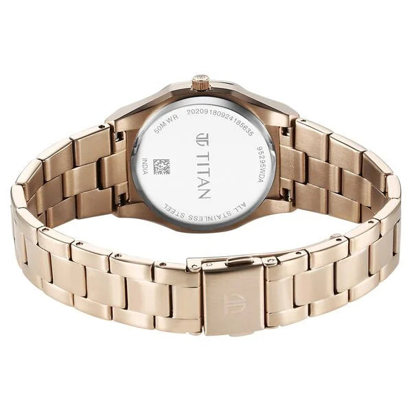 Titan Workday Wonders Quartz Analog with Date Mother Of Pearl Dial Stainless Steel Strap Watch For Women 95295wm01