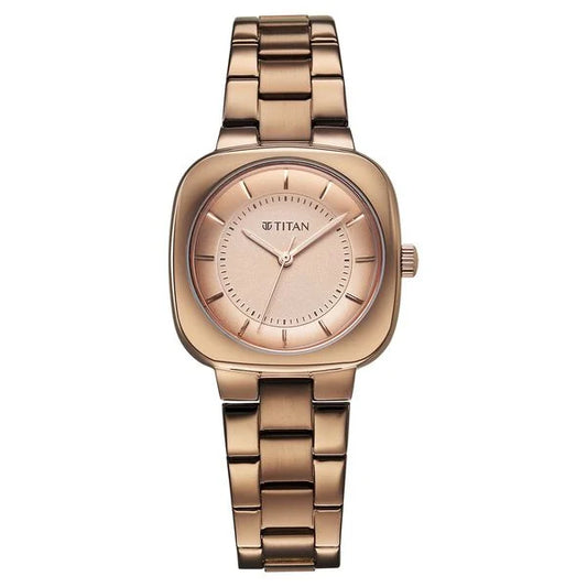 Titan Horizon Quartz Analog Brown Dial Stainless Steel Strap Watch For Women 95296qm01