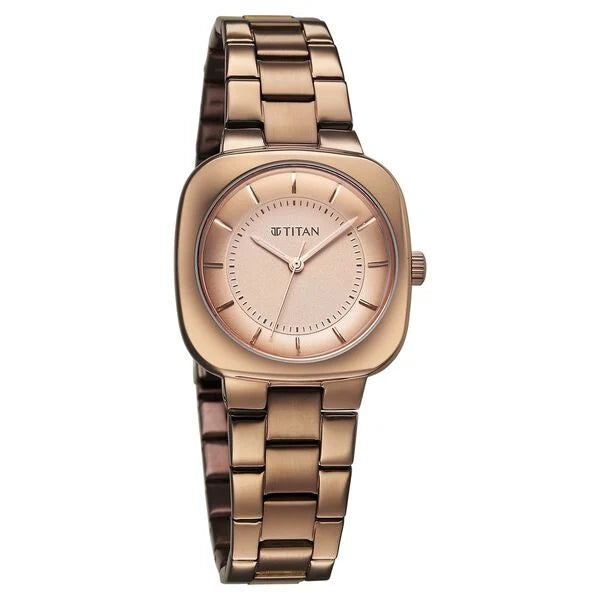 Titan Horizon Quartz Analog Brown Dial Stainless Steel Strap Watch For Women 95296qm01