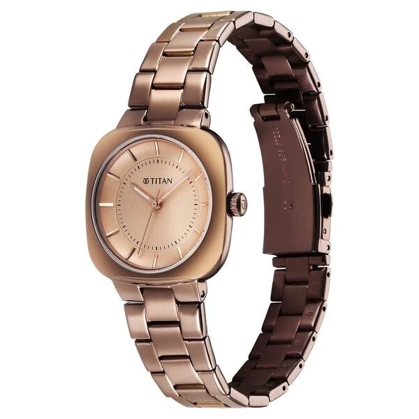 Titan Horizon Quartz Analog Brown Dial Stainless Steel Strap Watch For Women 95296qm01