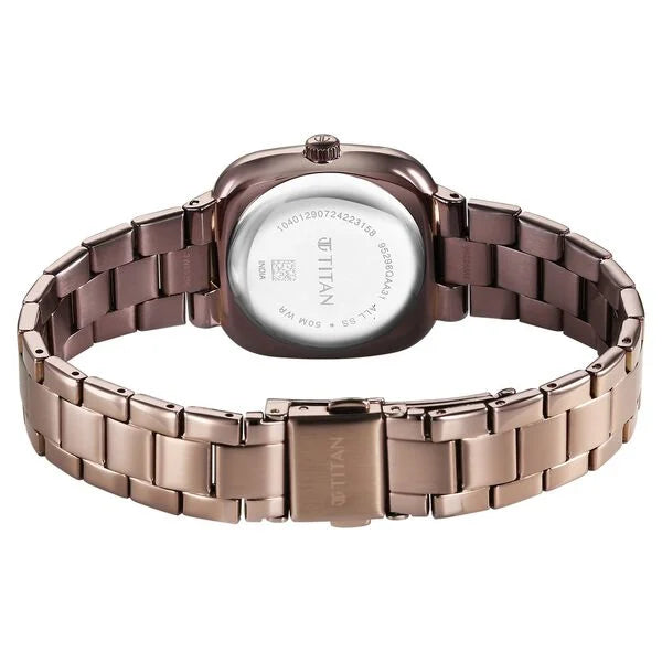 Titan Horizon Quartz Analog Brown Dial Stainless Steel Strap Watch For Women 95296qm01