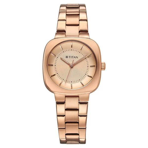 Titan Horizon Quartz Analog Rose Gold Dial Watch For Women - 95296WM01