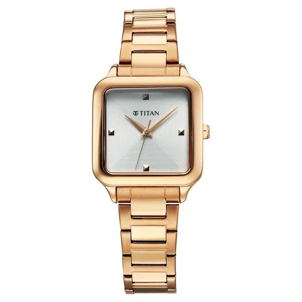 Titan Horizon Quartz Analog White Dial Stainless Steel Strap Watch For Women 95297wm01