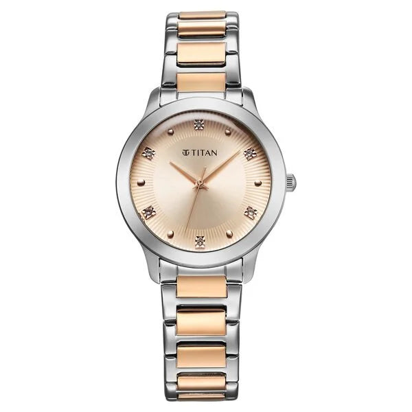 Titan Horizon Quartz Analog Rose gold Dial Stainless Steel Strap Watch For Women 95299km01