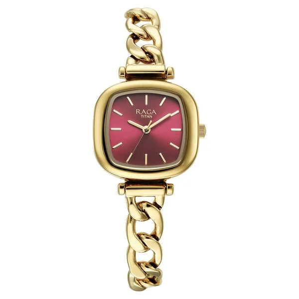 Titan Raga Showstopper Quartz Analog Maroon DialWatch For Women - 95302YM01