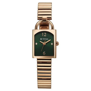 Titan Metro Quartz Analog Green Dial Stainless Steel Strap Watch For Women - 95303WM01 - KRISHNA WATCH COMPANY