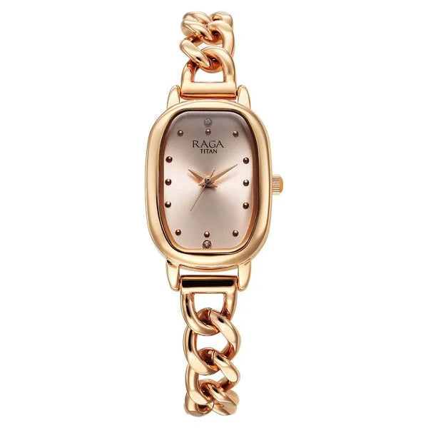 Titan Raga Showstopper Quartz Analog Rose Gold Dial Watch For Women - 95309WM01