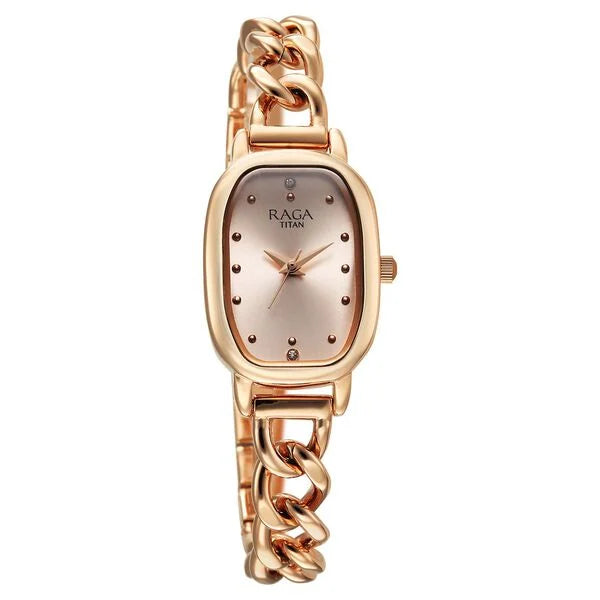 Titan Raga Showstopper Quartz Analog Rose Gold Dial Watch For Women - 95309WM01