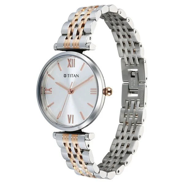 Titan Workmode Quartz Analog Silver Dial Metal Strap watch For Women -
