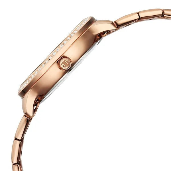 Titan Glamour Quartz Analog Mother Of Pearl Dial Rose Gold Stainless Steel Strap Watch For Women 95314wm01